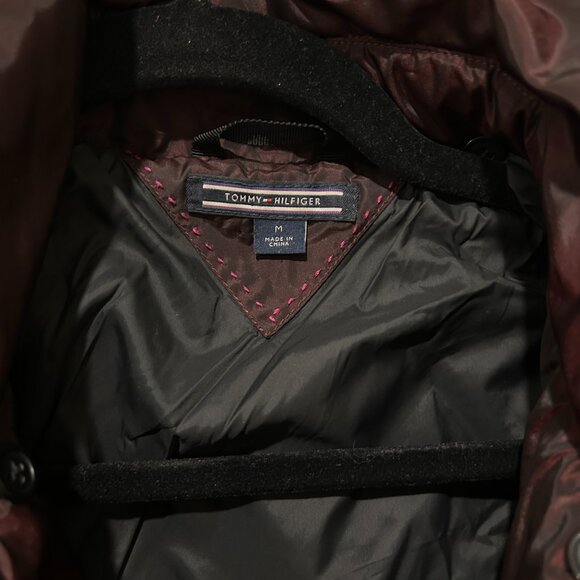 Tommy Hilfiger Deep Purple‎ Iridescent Puffer Jacket • Faux Fur Collar Short M - Picture 7 of 7